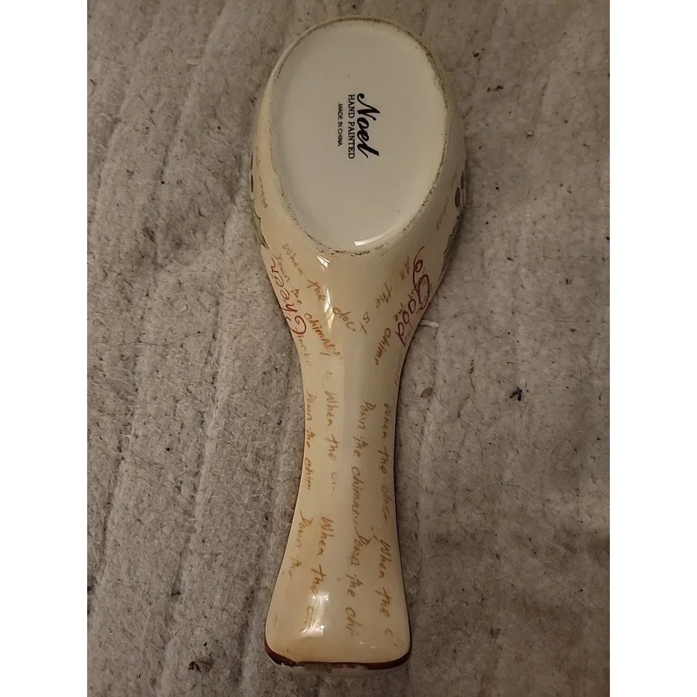 maxcera Noel Spoon rest Christmas handpainted poinsettia script~retired Vintage‎